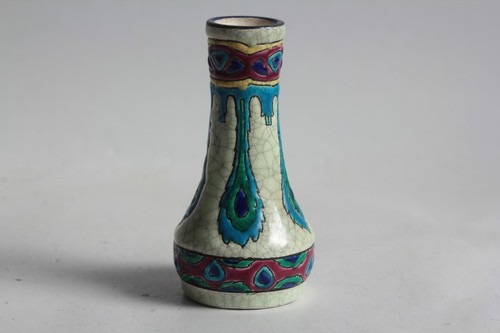 Longwy petit vase émaux plume - longwy,
