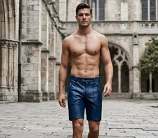 Nouveau short cuir bleu - short,