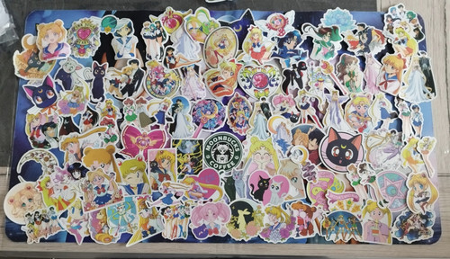 Lot 100 stickers sailor moon - lot,