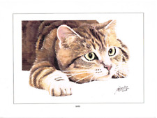  reproduction d'aquarelle chat signé Francine sur papier aquarelle 180 gr