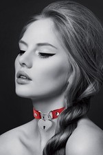 Collier rouge cadenas coeur -