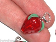 1pc Glass Strawberry dangle