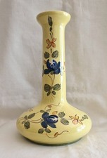 Joli Soliflore Céramique Signé Montpellier Fait Main Coloris Jaune Décor Floral 