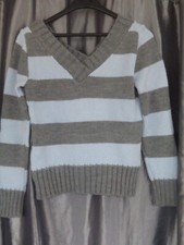 pull acrylique t.38/40 gris et bleu h.54cm tbé