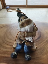 nain de jardin Marron ancien en Resine 28 Cm avec Balancoire 