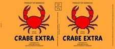 (Hergé Tintin) Étiquette Crabe Extra Product of Morocco Le crabe aux pinces d'or