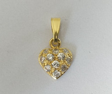PENDENTIF VINTAGE COEUR OR 18 CARATS PAVAGE DE PIERRES 18K