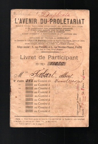 Livret ouvrier avenir du - livret, l'avenir