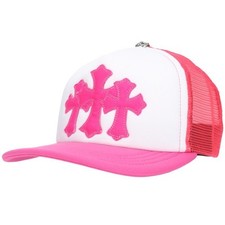Chrome Hearts 3 Cemetery Leather Patch Mesh Cap pink OS NEW