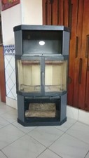 POELE à bois CHEMINEE HAZE en anthracite modèle d'angle en fonte parfait état 