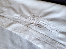 N05 Ancien drap de lit de bébé coton brodé 78x112cm VINTAGE baby cotton sheet