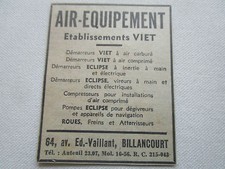 1935 PUB AIR EQUIPEMENT VIET DEMARREUR COMPRESSEUR TRAIN ATTERRISSAGE AVION AD