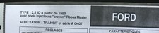 2)Fiche Technique R.T.A (RTA); FORD Transit et série A O407 type 2.5 ID >1989