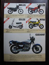  BROCHURE CATALOGUE 1983 MOTO SUZUKI  DR125 CS125 GS125  RT80 GSX400F  PROSPECT