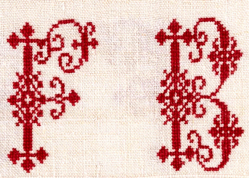 Nappe ancienne lin brodée - ancienne, en