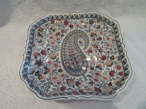 Plat carré faience - , gien