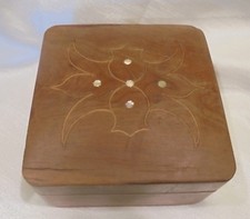 BOITE A BIJOUX coffret Bois loupe de thuya marqueterie nacre fil de laiton D2912