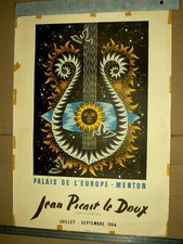 Affiche Ancienne Jean Picart Le Doux  Mourlot Tapisserie Litho 1964 Lyre Poster 
