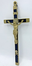 Small antique Napoleon III crucifix 19th century silver plated brass