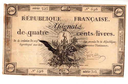 France assignat 400 livres - france,