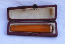 French Egg Yolk Amber Cigar Cigarette Holder No Smoked 14 K Gold Ring Boxed