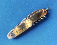 couteau ancien ISSARD INOX, navette corne ,