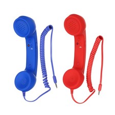 2 Paquet de 2 3,5mm Rétro Téléphone pour Conférencier Rouge Bleu