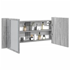 Armoire de Salle de Bain à Miroir LED Rangement Gris Béton Acrylique vidaXL