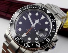 PARNIS GMT Automatic 40 mm Ceramic Bezel Black Dial Red Hand GMT  ? FAST & FREE