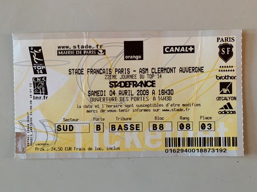 Ticket rugby top - rugby, stade