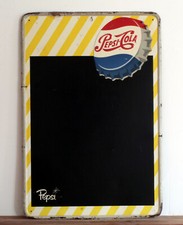 Plaque Publicitaire en tôle Lithographiée Ardoise Pepsi Cola Années 50