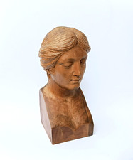 Sculpture ancienne en bois buste femme classique style antique pièce unique déco