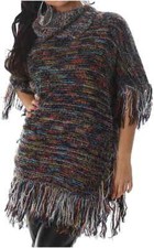 Femmes Poncho Pull Franges Col