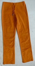 Fumagalli pantalon élastique orange en cuir véritable velours daim T.1 S