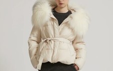 Yves Salomon Ivory White Down Coat Small 34 €2,880