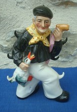 V40 Bouteille Alcool Porcelaine Allemande Décor Personnage Paysan Barbotine
