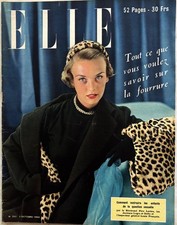 ELLE Magazine n° 253 du 2 Octobre 1950 ancienne revue de mode couture fourrure