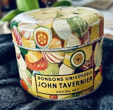 Boite à bonbons métal 1930/40 pour les bonbons JOHN TAVERNIER modèle rare