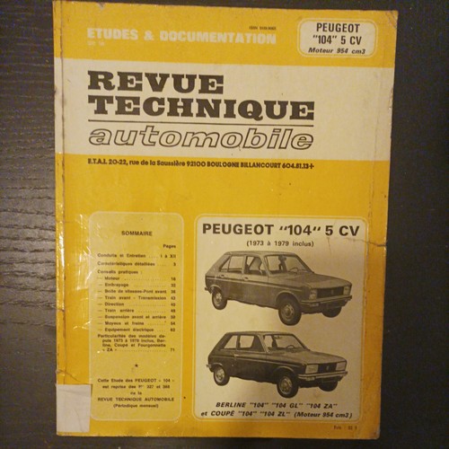 Revue technique peugeot 104 - technique, gl