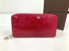 Portefeuille long zippé Louis Vuitton en cuir verni M91597 rouge avec boîte