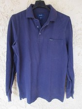 Polo FAÇONNABLE CLUB bleu marine poche coton manches longues S