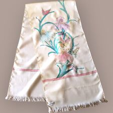Vintage Hand Painted Scarf In Pure Silk