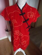  TUNIQUE STYLE ASIATIQUE ROUGE MOTIFS JAUNES.TAILLE :L.