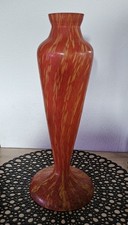 Pied De Lampe Champignon en Pate de Verre Couleurs orangées Style Art Déco