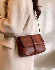 Sac Marron Simili Cuir A Bandoulière A Rabat Zippé Brun Foncé Femme Vintage