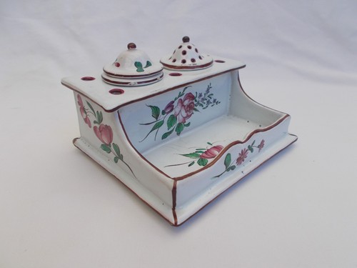 Encrier ancien faience - de, l