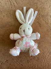 O/ DOUDOU BOULE KALOO Petit LAPIN ATTACHE TETINE FLEUR ROSE LILIROSE Liberty