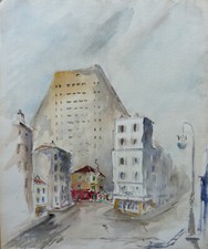 RARE GRANDE COMPOSITION ARCHITECTURALE VUE DE LA GRANDE MOTTE DANS LES ANNEES 60