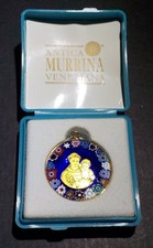 Pendentif Antica Murrina Veneziana St Antoine arg. 925 doré sur verre Murano -A2