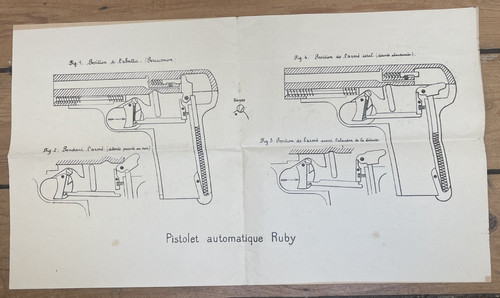 Vieux papier schéma - schÉma, pistolet